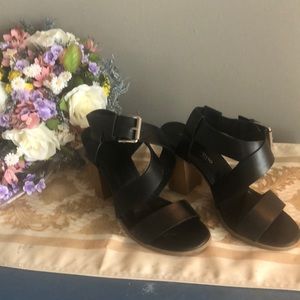 SOLD Christian Siriano Buckle Black open toe buckle shoes size 8.5